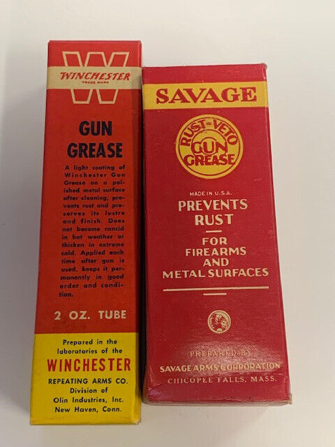 Vintage Savage Arms Gun Grease Tube Winchester Gun Grease Lot of 2 Collectibles
