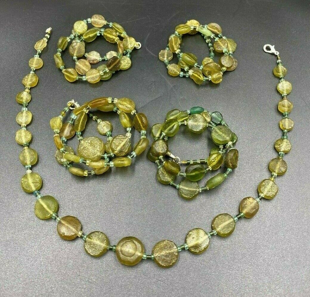 Lot Of 5 Old Beads Ancient Roman Glass Necklace String Antiquities 