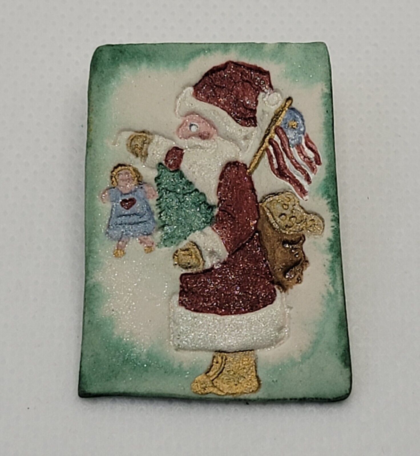 Vintage Rare Santa Claus Christmas Tree Brooch Pin 