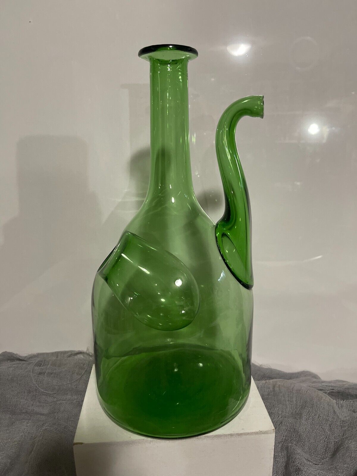 Vintage Italian Green Glass Wine Chiller/ Decanter