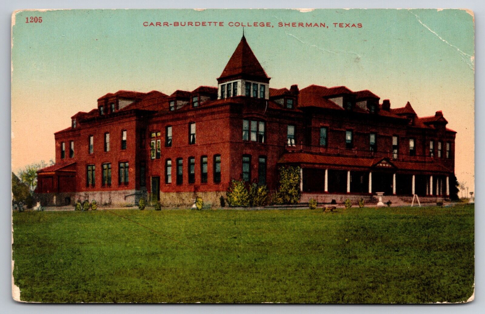 Carr-Burdette College Sherman Texas TX c1910 Postcard