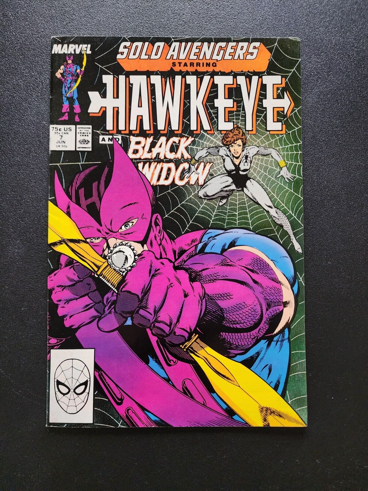 Marvel Comics Solo Avengers #7 June 1988 Hawkeye & Black Widow
