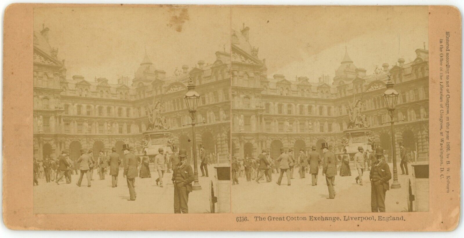 c1900's Stereoview Card The Great Cotton Exchange. Liverpool England
