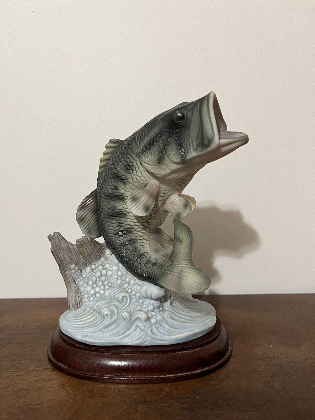 Homco Masterpiece Porcelain Large Mouth Bass Fish Figurine Signed Vintage 1988