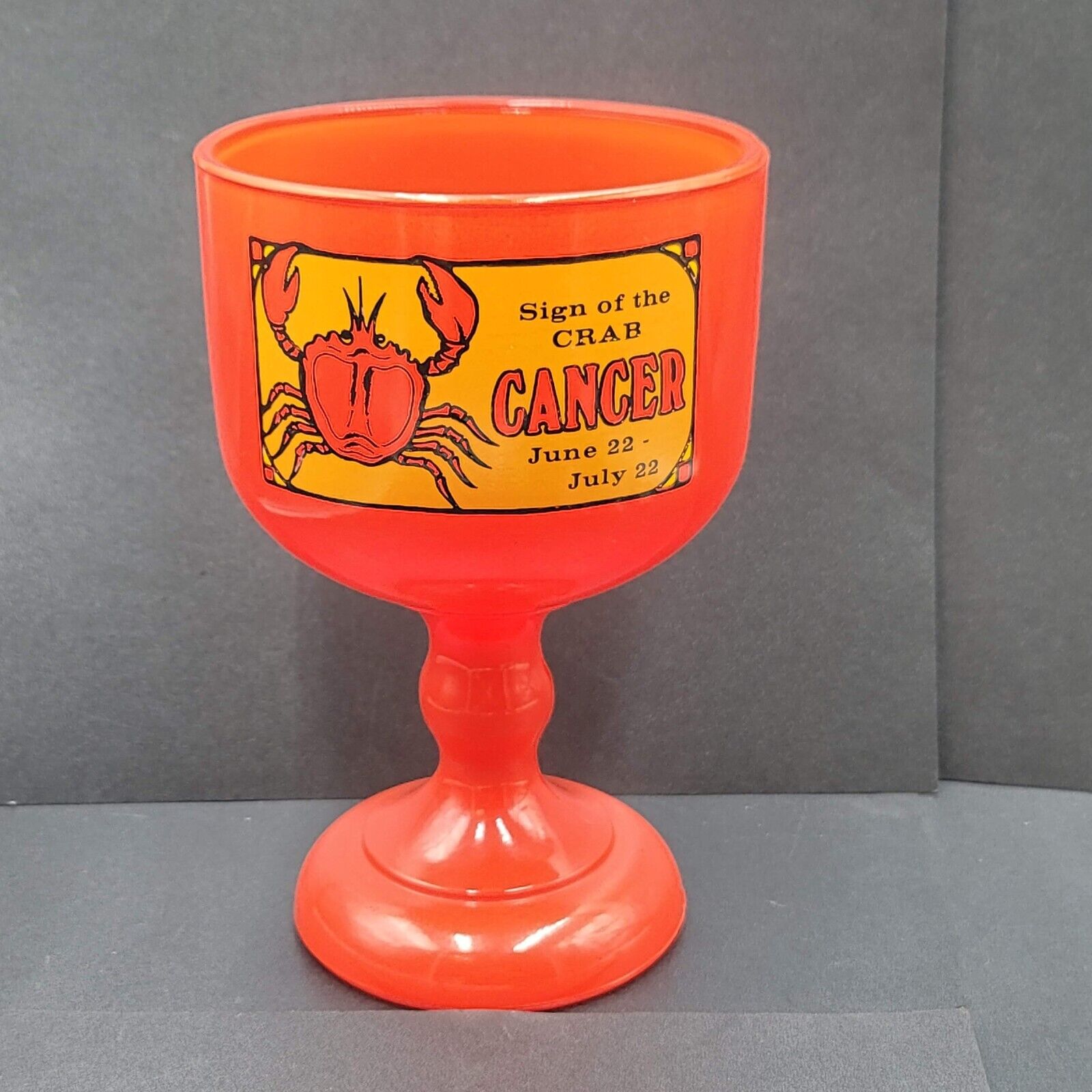 Vintage Tiara Glass Red Glass Cancer Zodiac Sign Large Goblet Astrology