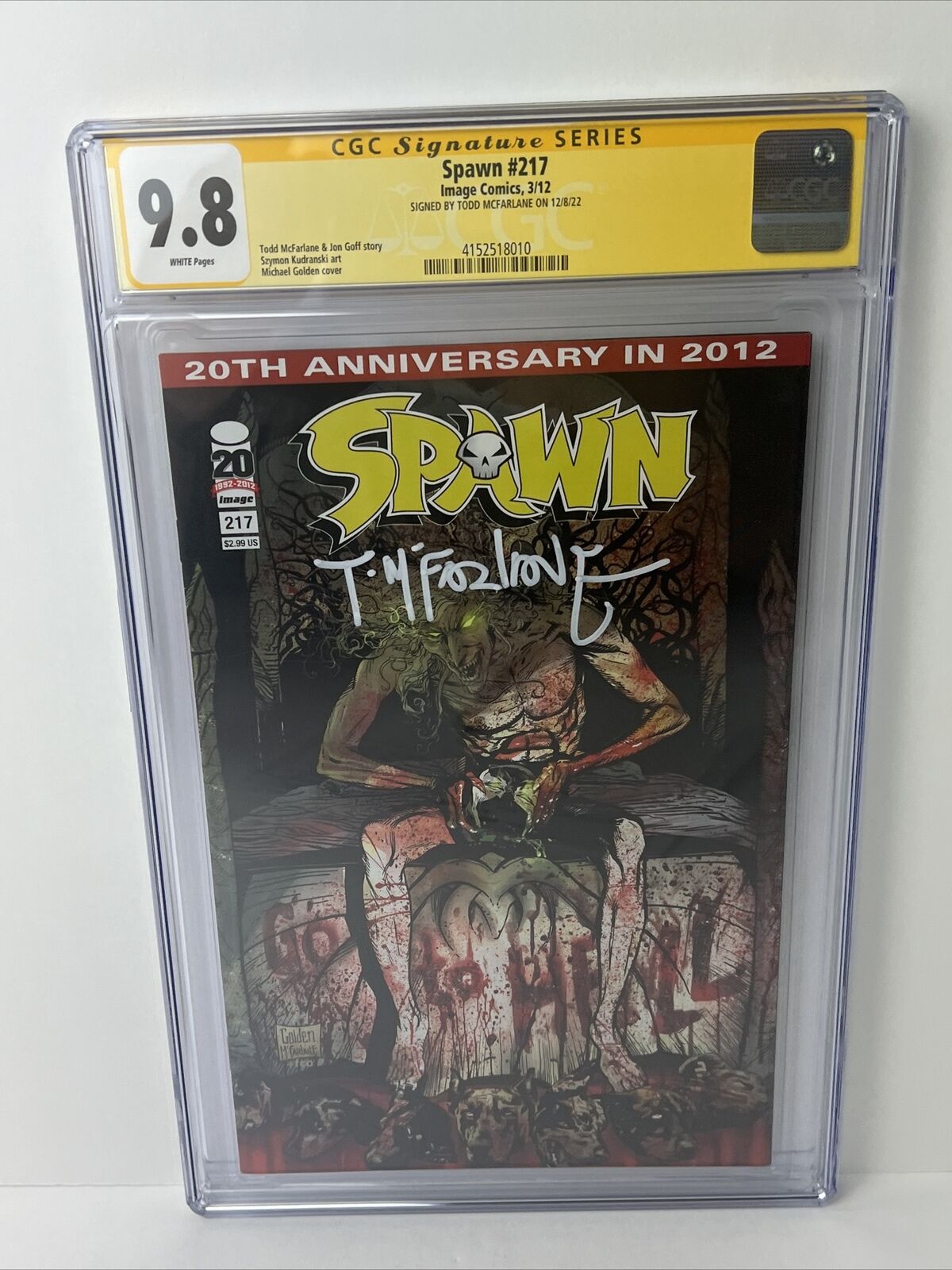 Spawn #217 Image Comics 2012 CGC 9.8 SS Signed By Todd McFarlane