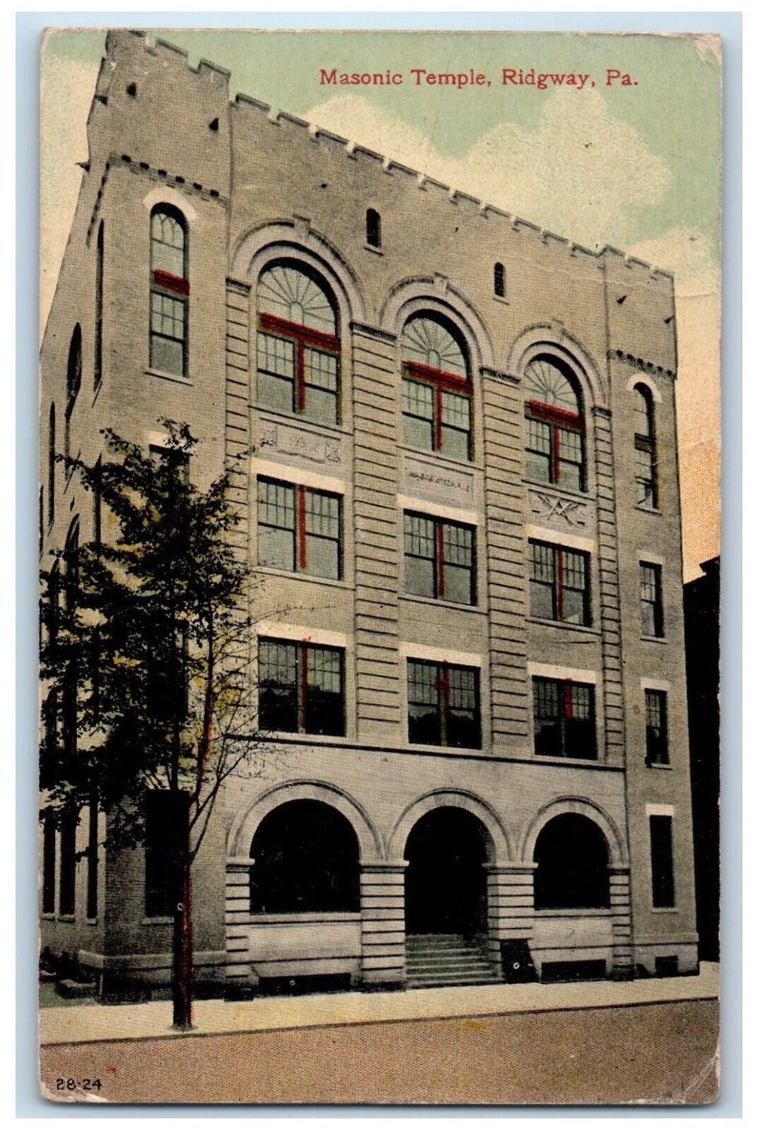 1912 Exterior View Masonic Temple Ridgway Pennsylvania Posted Vintage Postcard