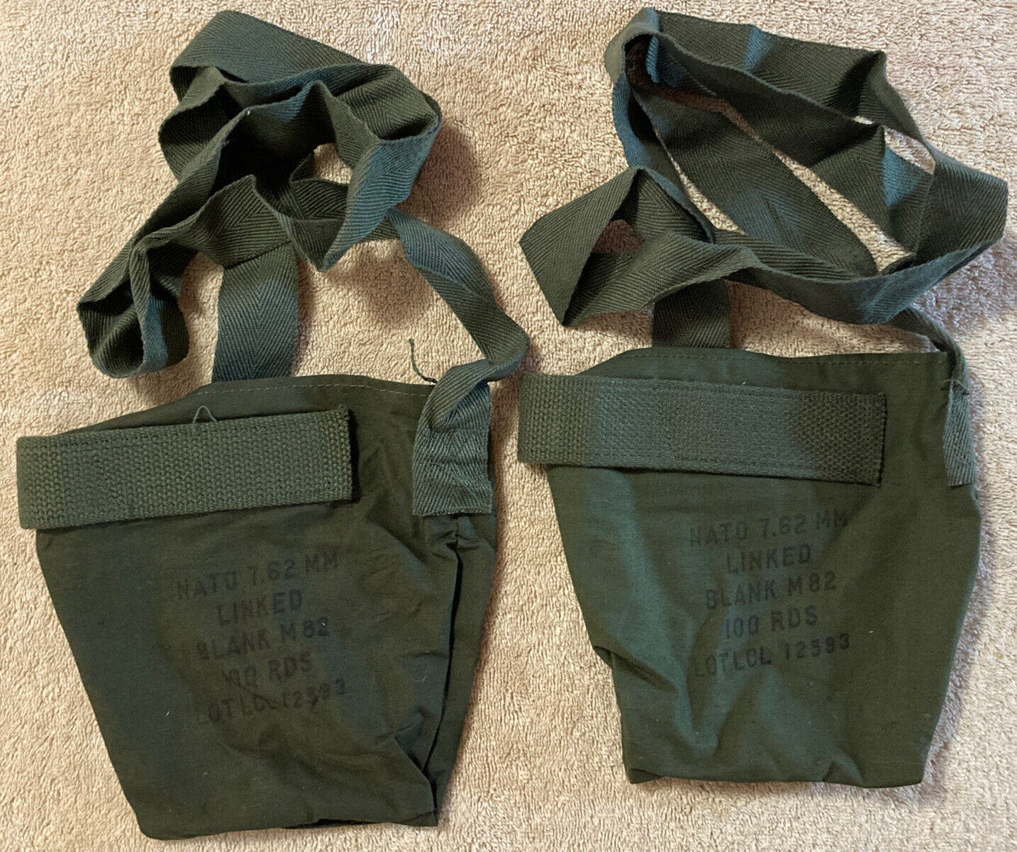 Vintage 1966 Military Shoulder Bag Green Small Army Bag 7.62 MM Linked Blank M82
