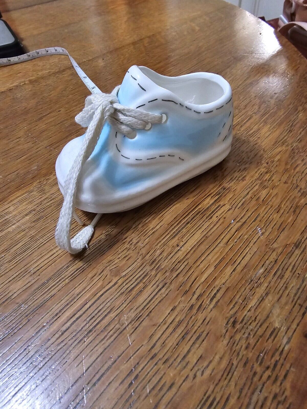 Vintage Enesco New Born Trinket Made in Taiwan Blue and White Sneaker