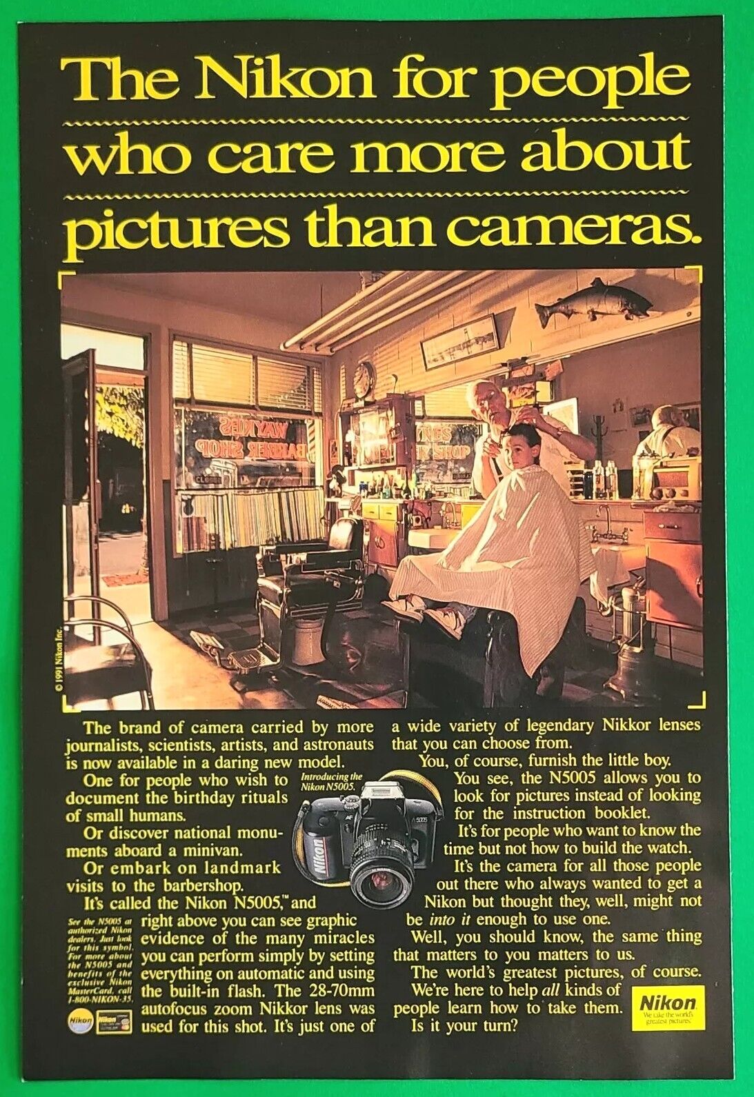 1992 Nikon Camera Print Ad for people who care more about pictures than cameras