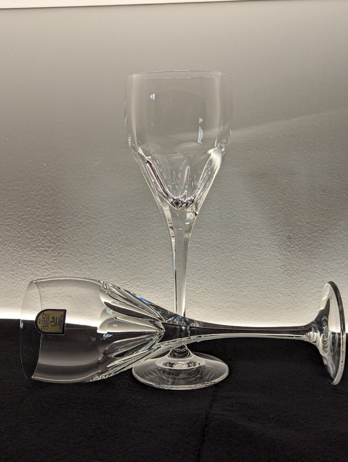 Two Vintage Da Vinci Crystal Water Goblets Lucca Pattern 8.5\