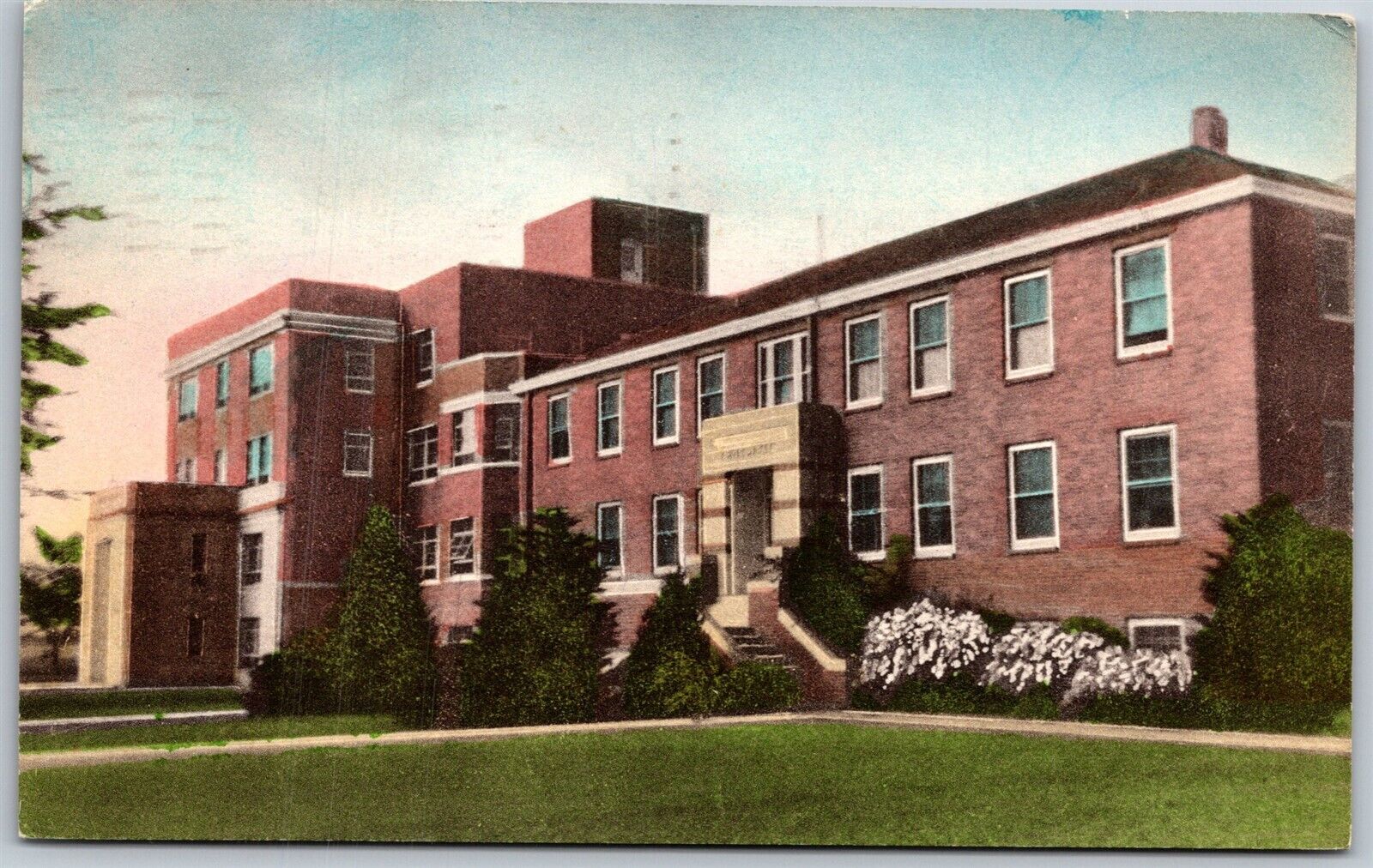 Vtg Colby KS Kansas St Thomas Hospital 1950s Albertype Hand Colored Postcard