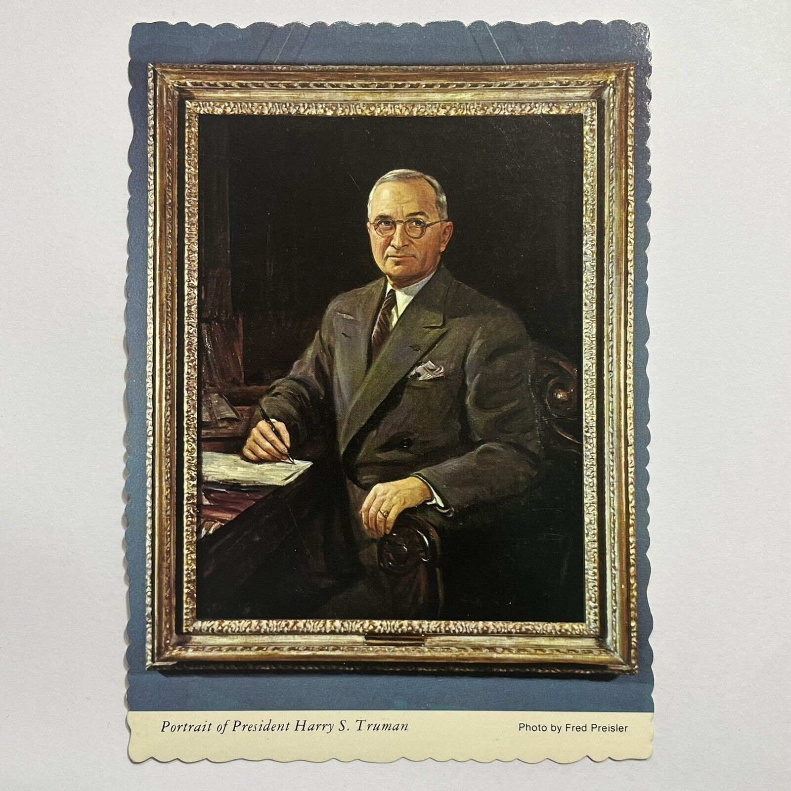 Harry Truman Portrait Postcard Fred Preisler Missouri Tetracolor ⭐️