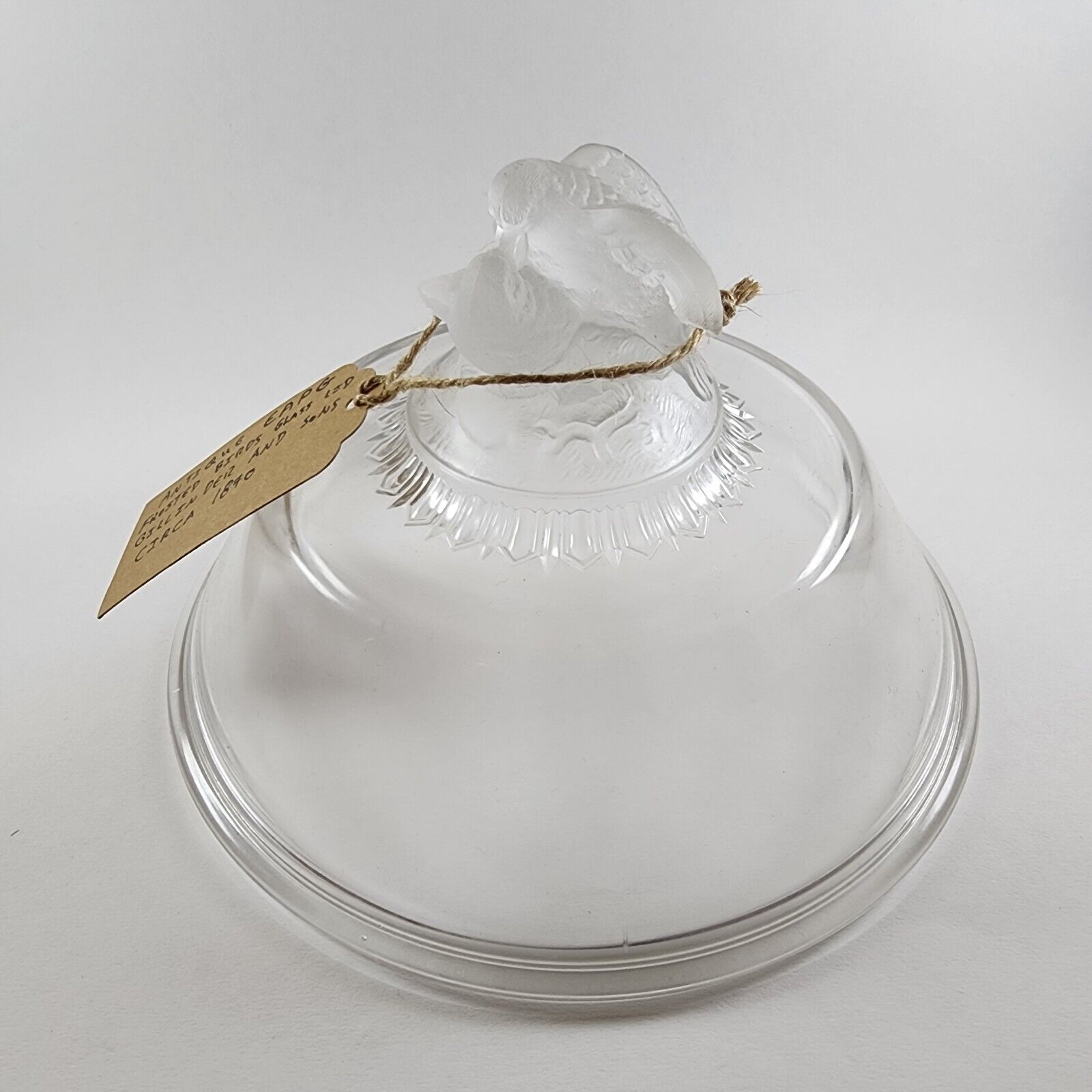 ANTIQUE EAPG FROSTED BIRDS GLASS LID GILLINDER AND SONS CIRCA 1870 MINT COND.