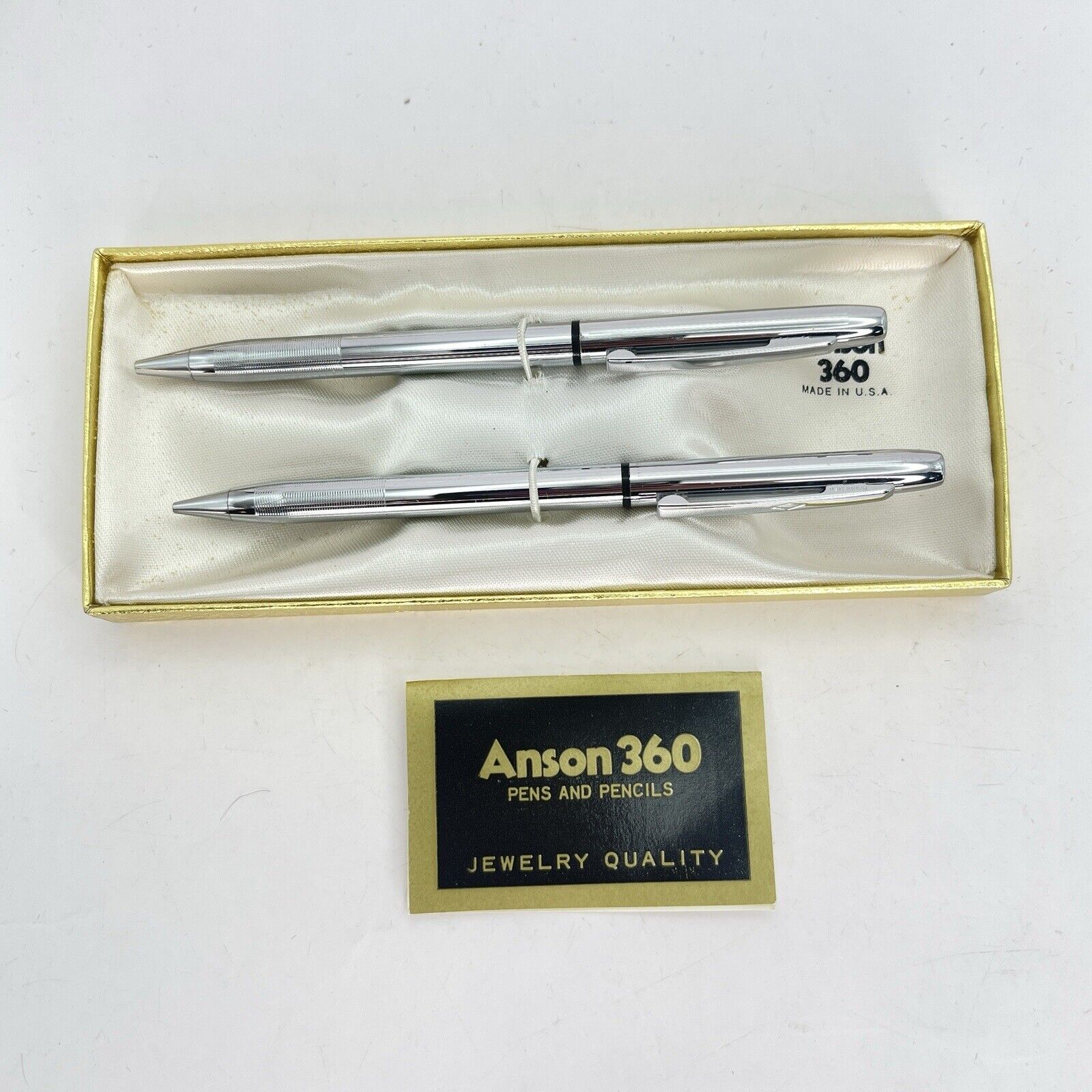 Vintage Anton  Pen And Pencil Set (CHROME) Company Logo