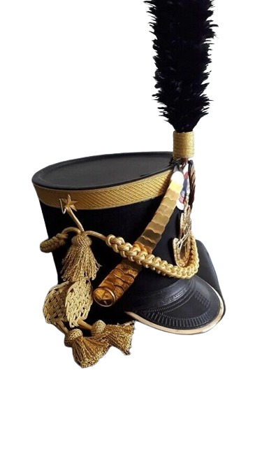 French Napoleonic Shako Helmet  golden Behang Tschako Shako helmet cord