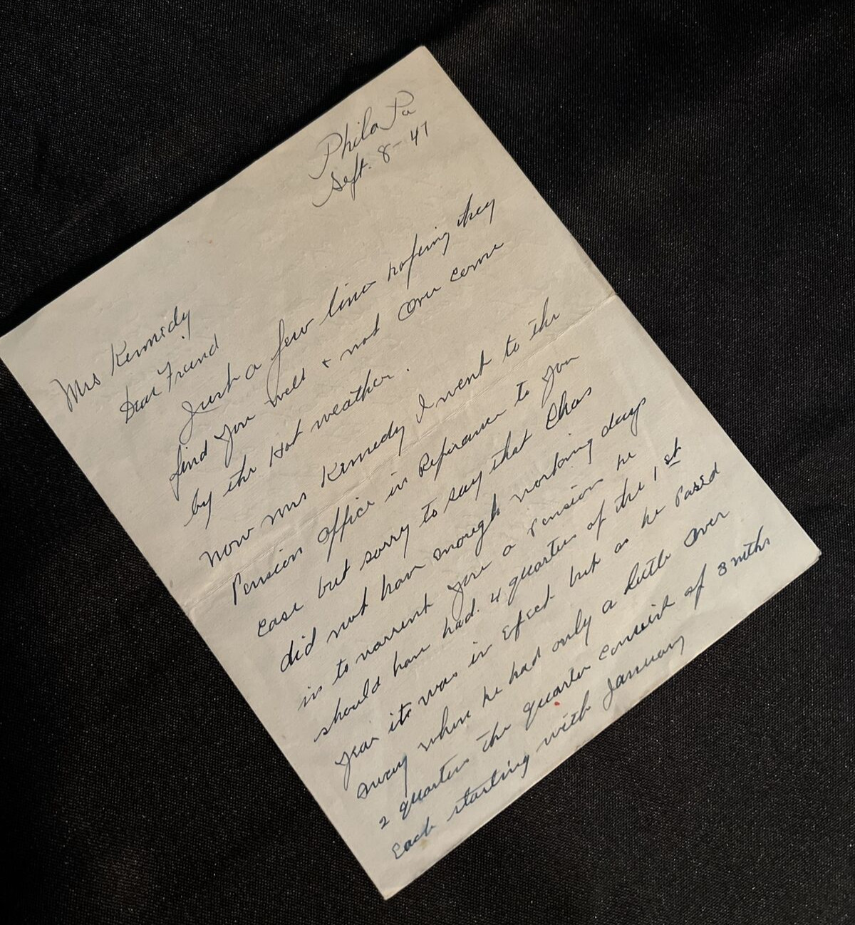 Vintage Handwritten Letter 1947 Philadelphia PA Robinson St Correspondence
