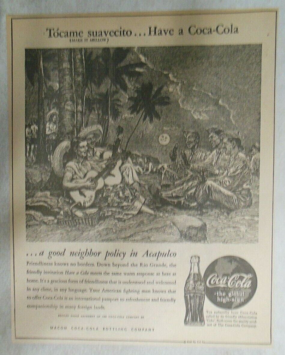 Coca-Cola ad: Fantastic  Artwork from 1940\'s 10 x 12 inches Acapulco Mexico 