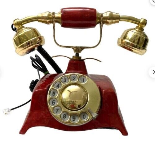 Solid Brass Retro Style Rotary Dial Antique Telephone Vintage Handmade Landline