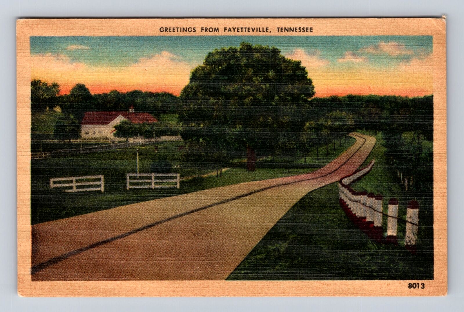 Fayetteville TN-Tennessee, Greetings, Scenic Roadway, Antique Vintage Postcard