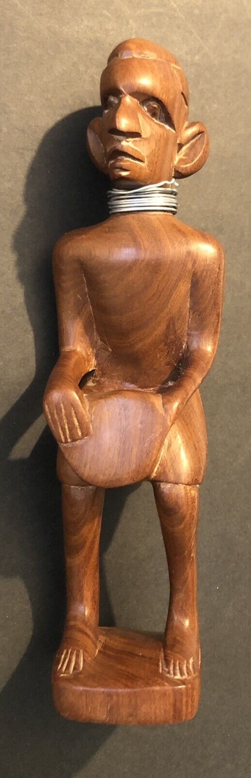 Vintage Wood Carved Figure 9.5” Figurine Tribal Man Shelf Display