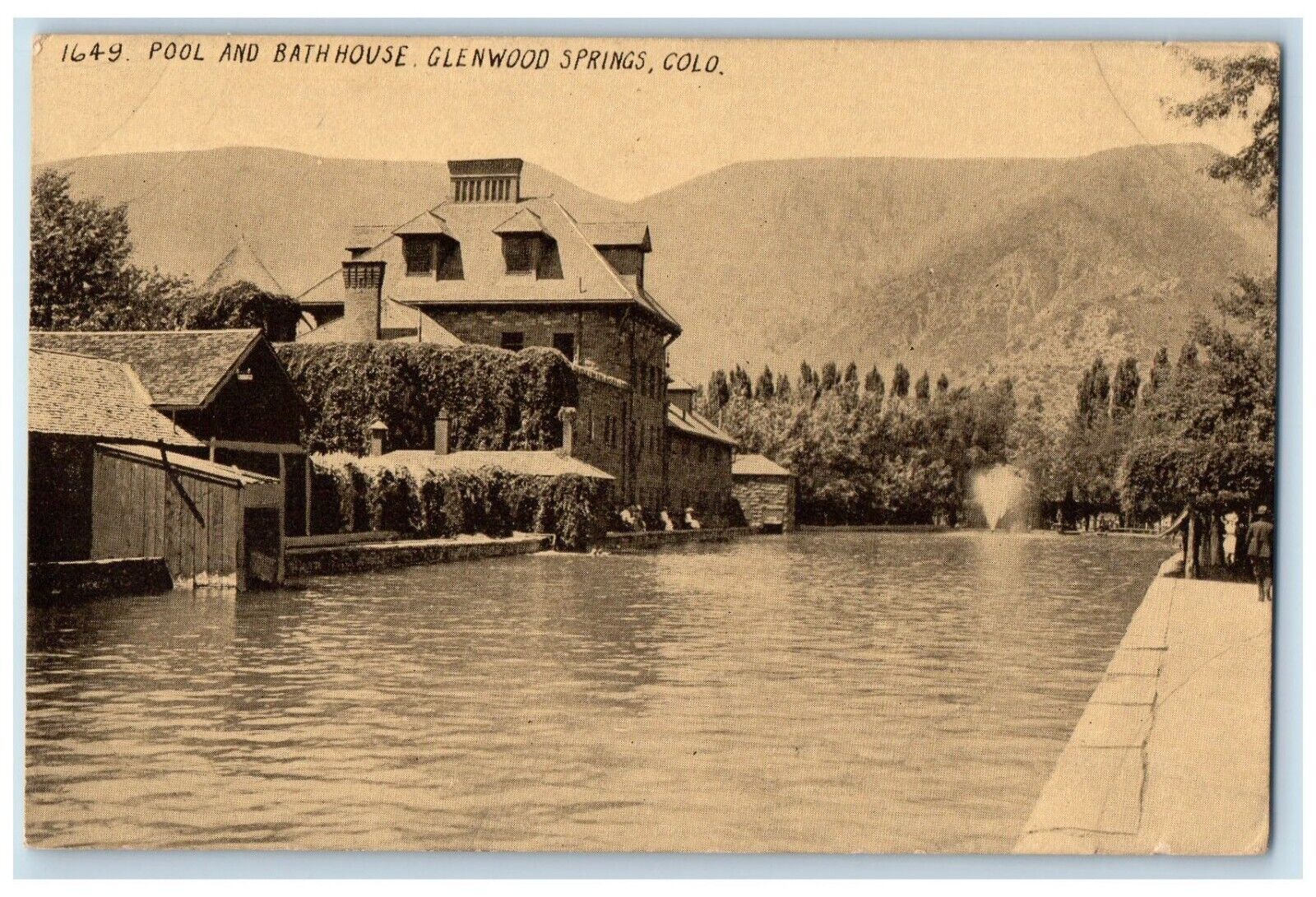 c1920s Pool & Bath House Mountain Glenwood Springs Colorado CO Vintage Postcard