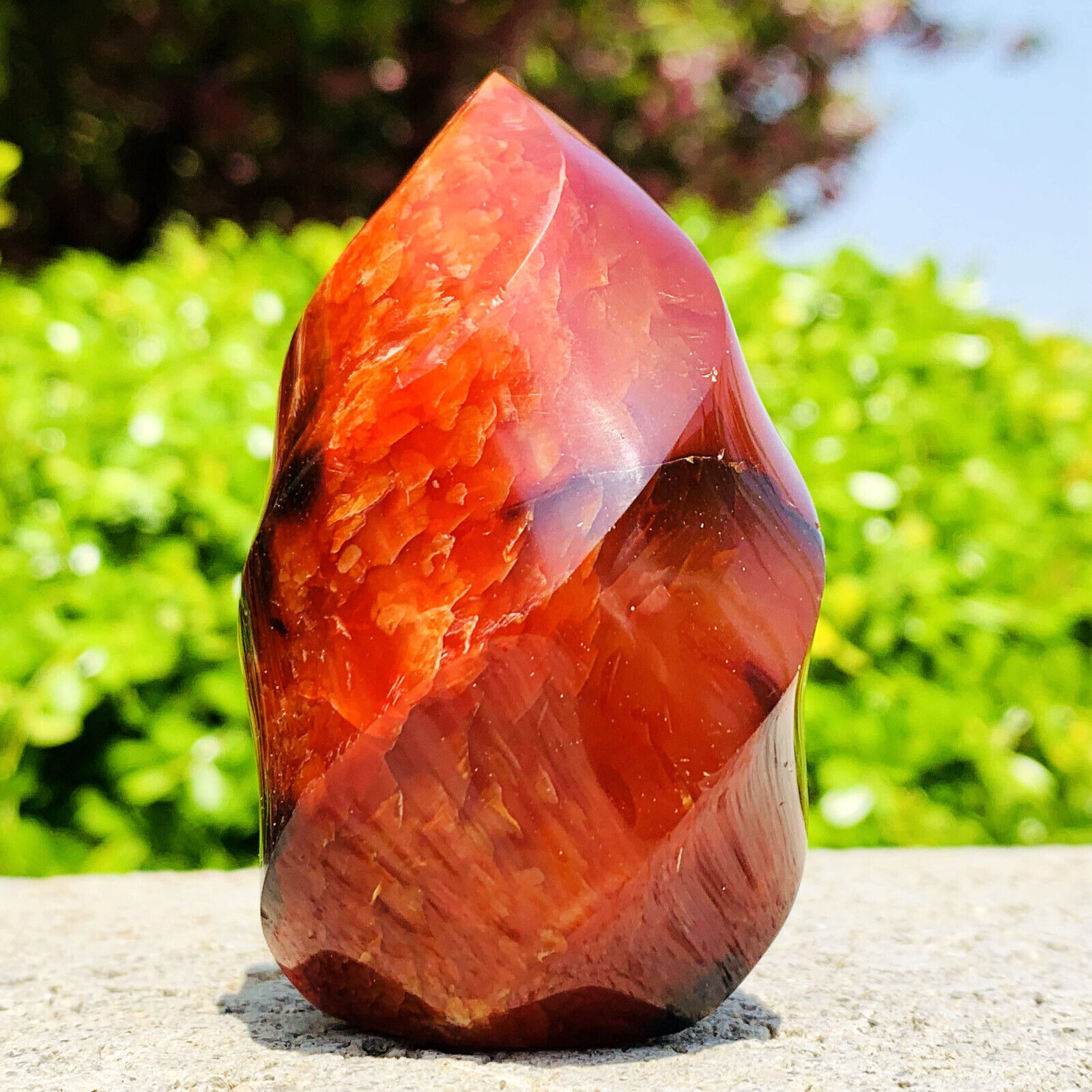 197g Natural red agate torch polished quartz crystal specimen healing