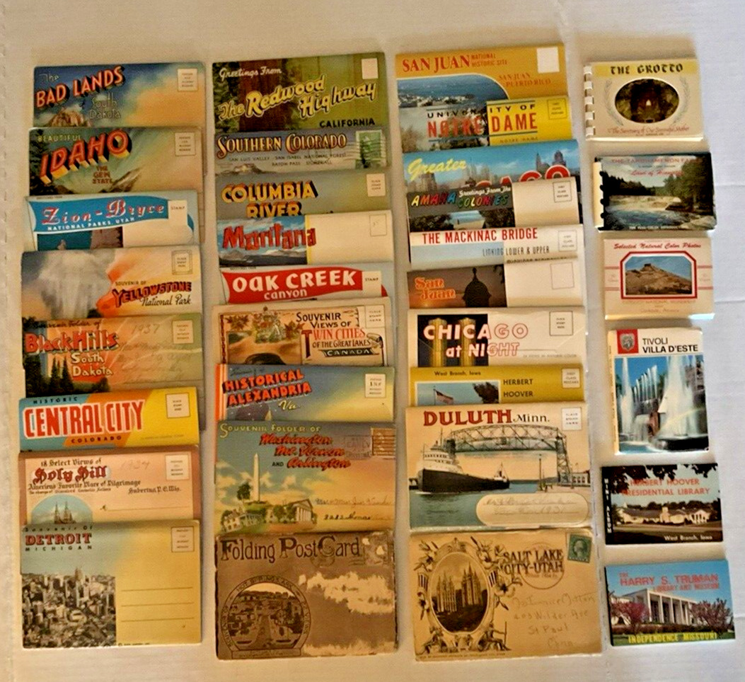 30+ Vintage Souvenir Folder Post Card  Booklet  1919 and On. Posted and Unposted