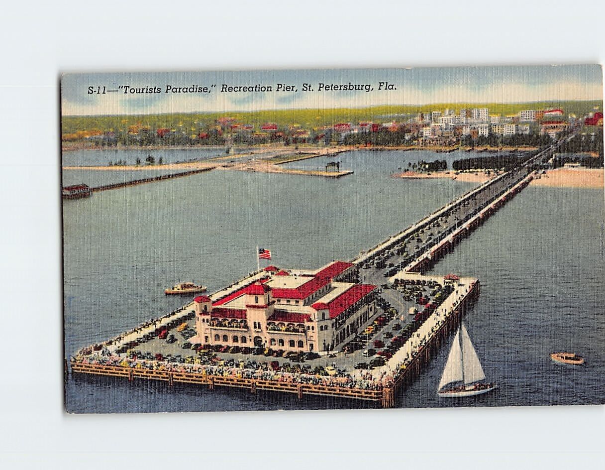 Postcard Tourists Paradise Recreation Pier St. Petersburg Florida USA