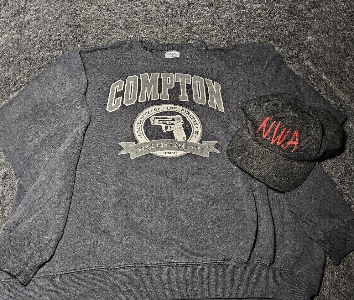 Vintage (licensed) NWA Hat and Compton Sweatshirt