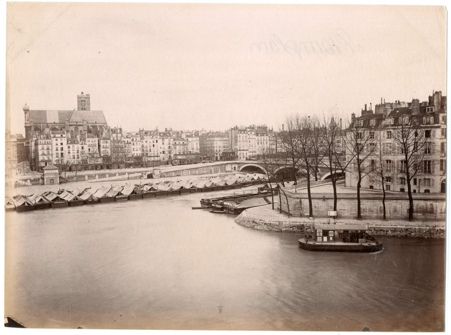 France, Paris, Pont Neuf et Île Saint-Louis vintage albumen print album print print
