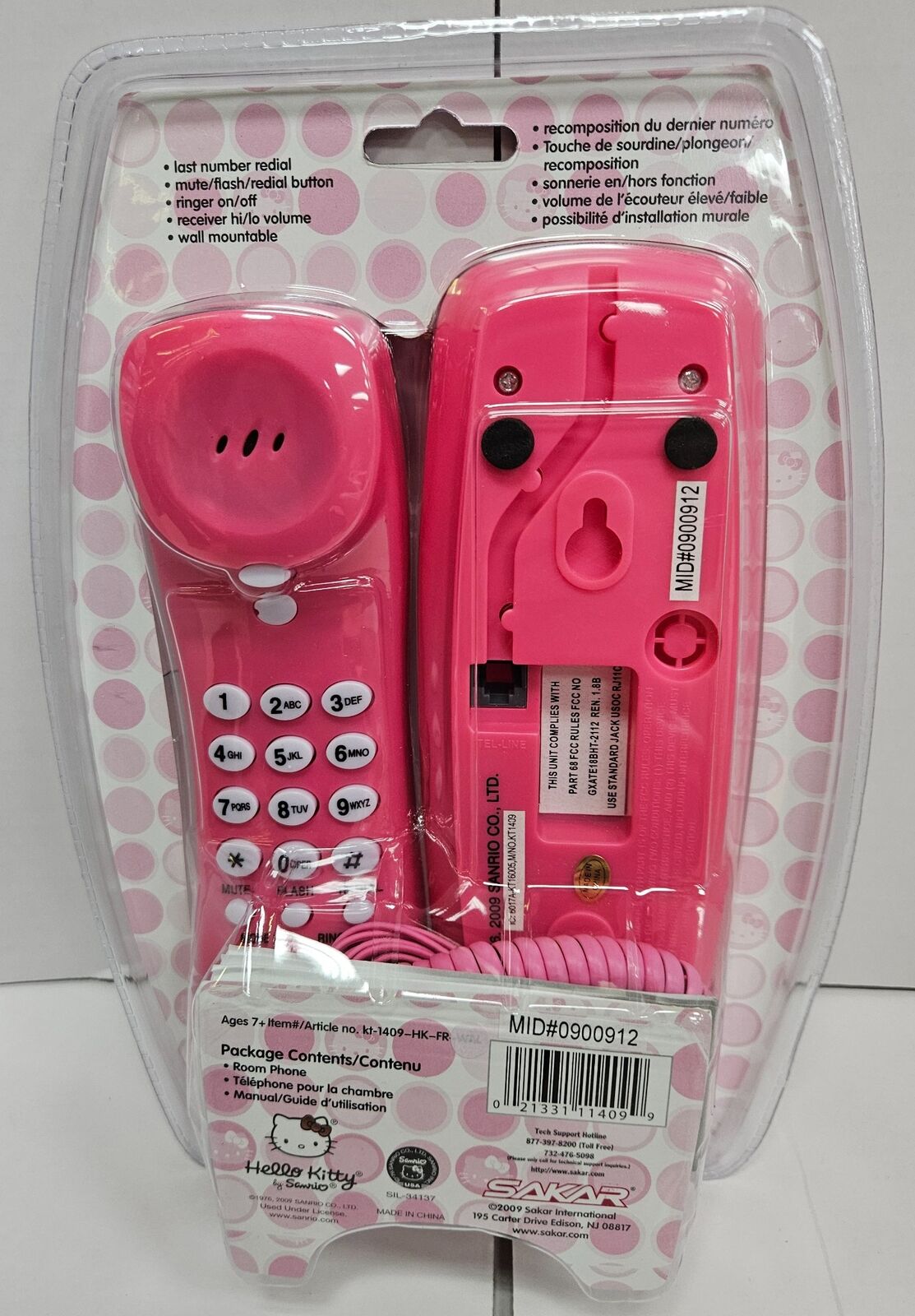 Hello Kitty Corded Home Telephone Wall Mountable, Vintage VTG New & Sealed