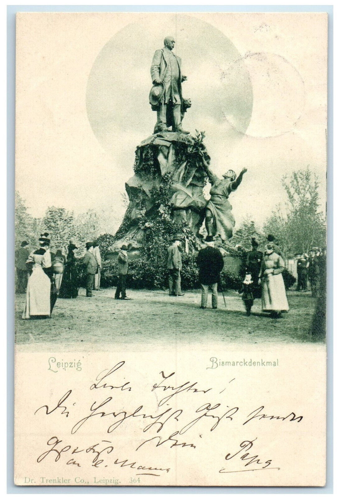 1899 Crowd Visiting Bismarck Monument Leipzig Germany Antique Postcard