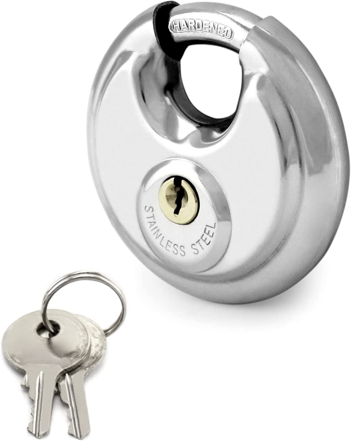 QWORK Disc Locks, 1 Pack Heavy Duty Steel Keyed Padlock Disc Storage Locks for S