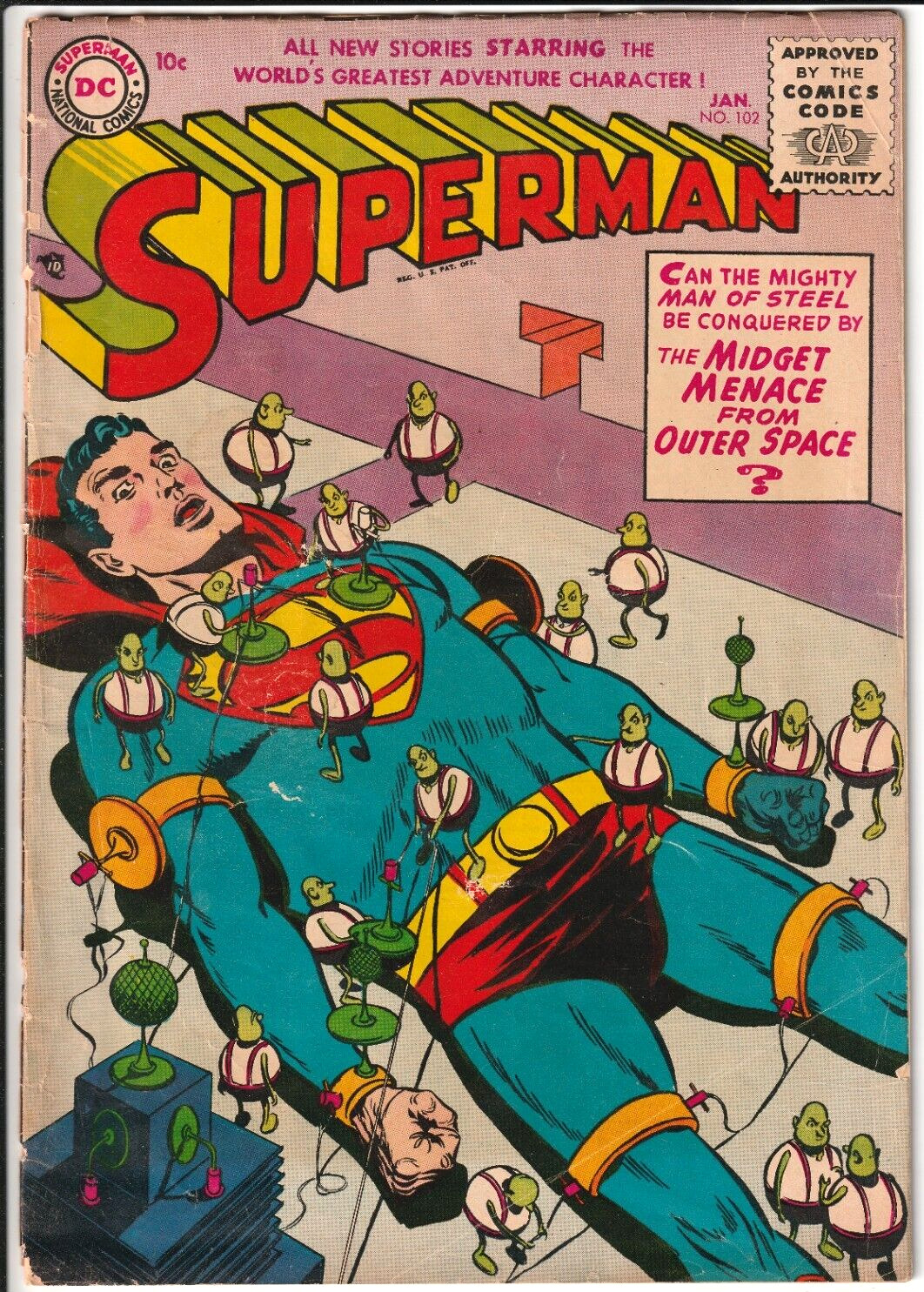Superman #102 1956 DC Comics 1.8 GD- WAYNE BORING COVER EARLY SILVER AGE