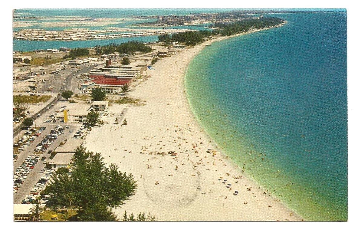 St Petersburg FL Postcard Florida Treasure Island Motels Beach Aerial View