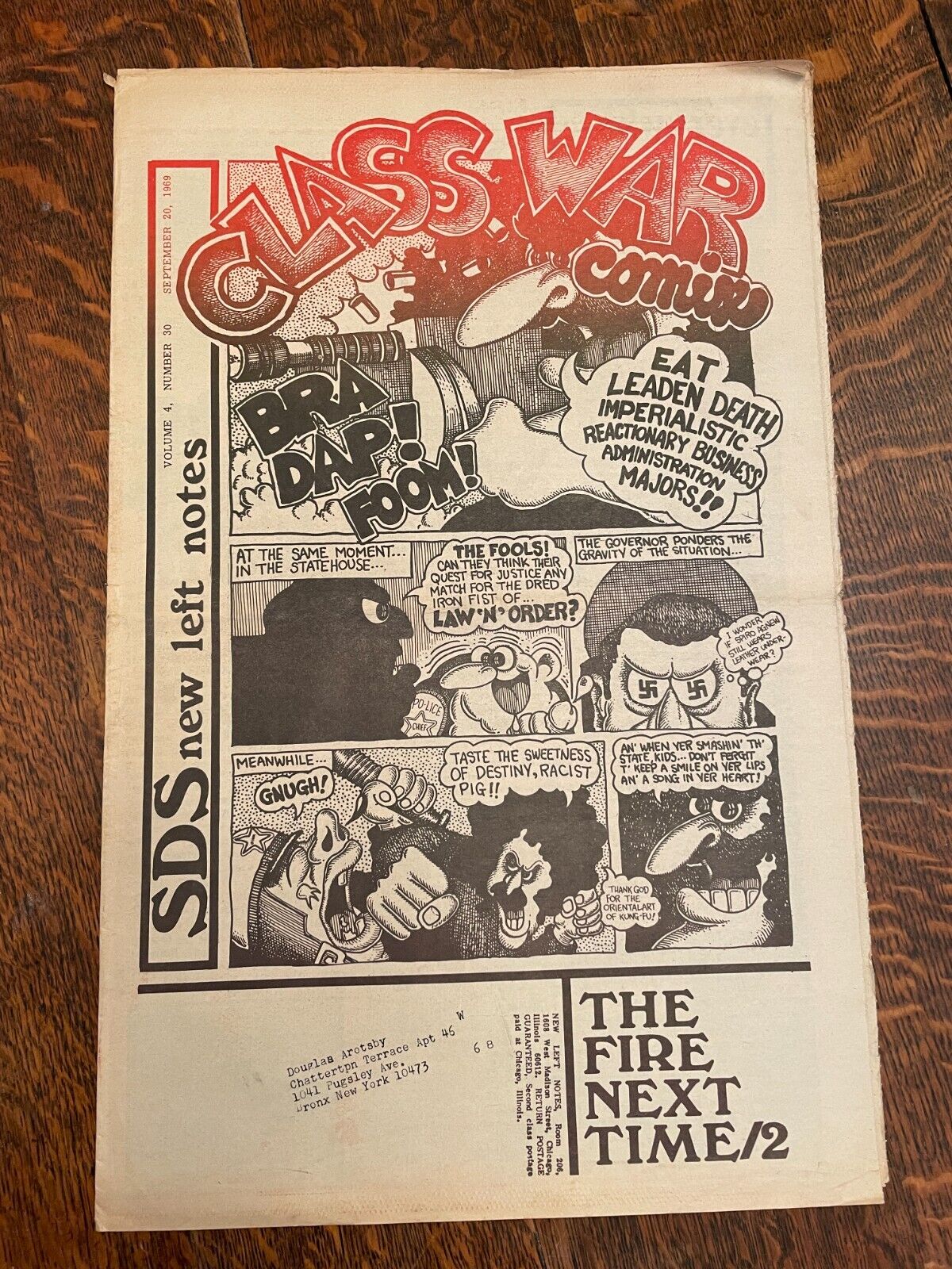 SDS New Left Notes Newspaper 1969 Underground Class War Comix Bring The War Home