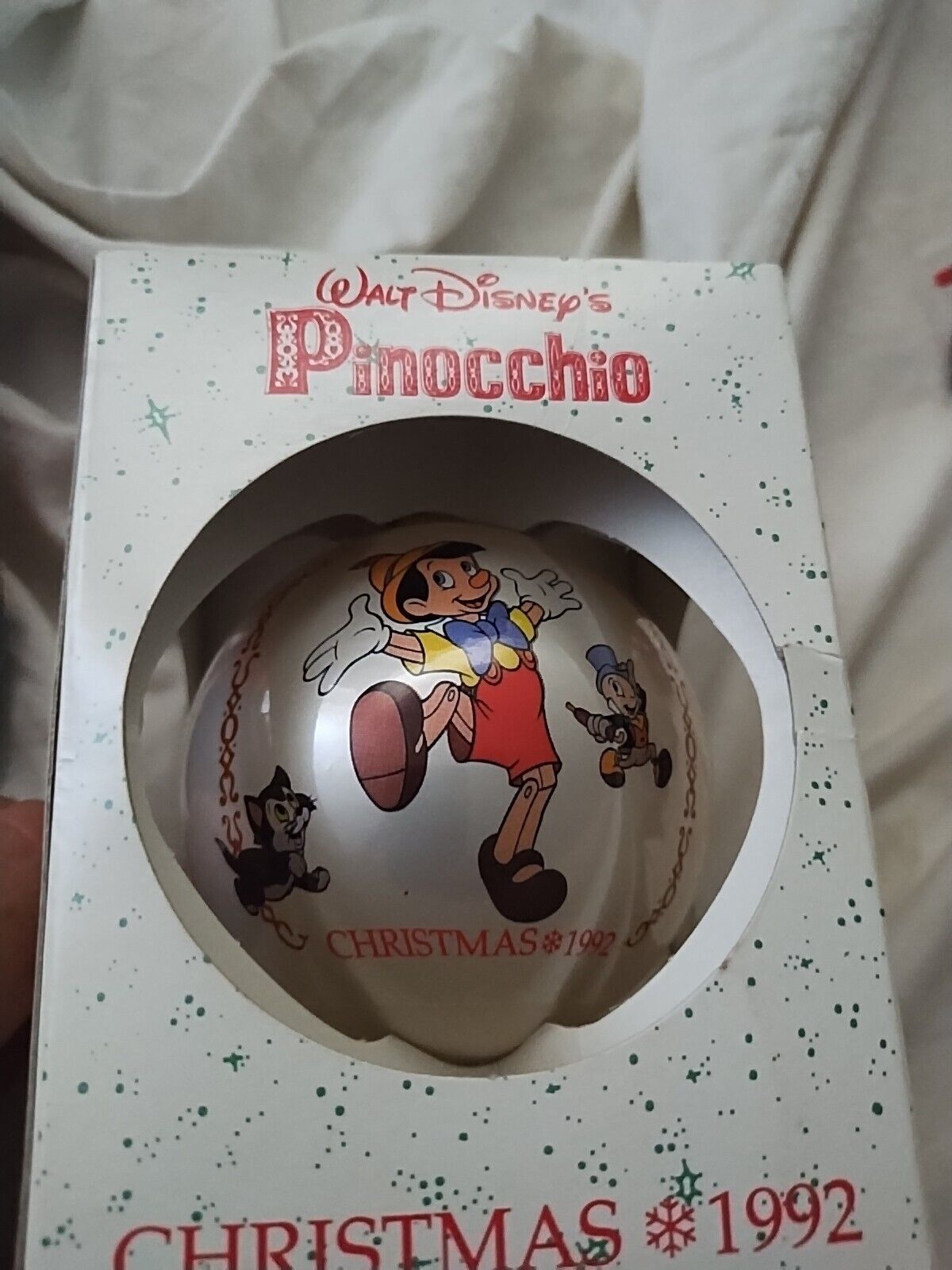 Vintage 1992 Schmid Collectors Walt Disney Pinocchio Glass Christmas Ornament