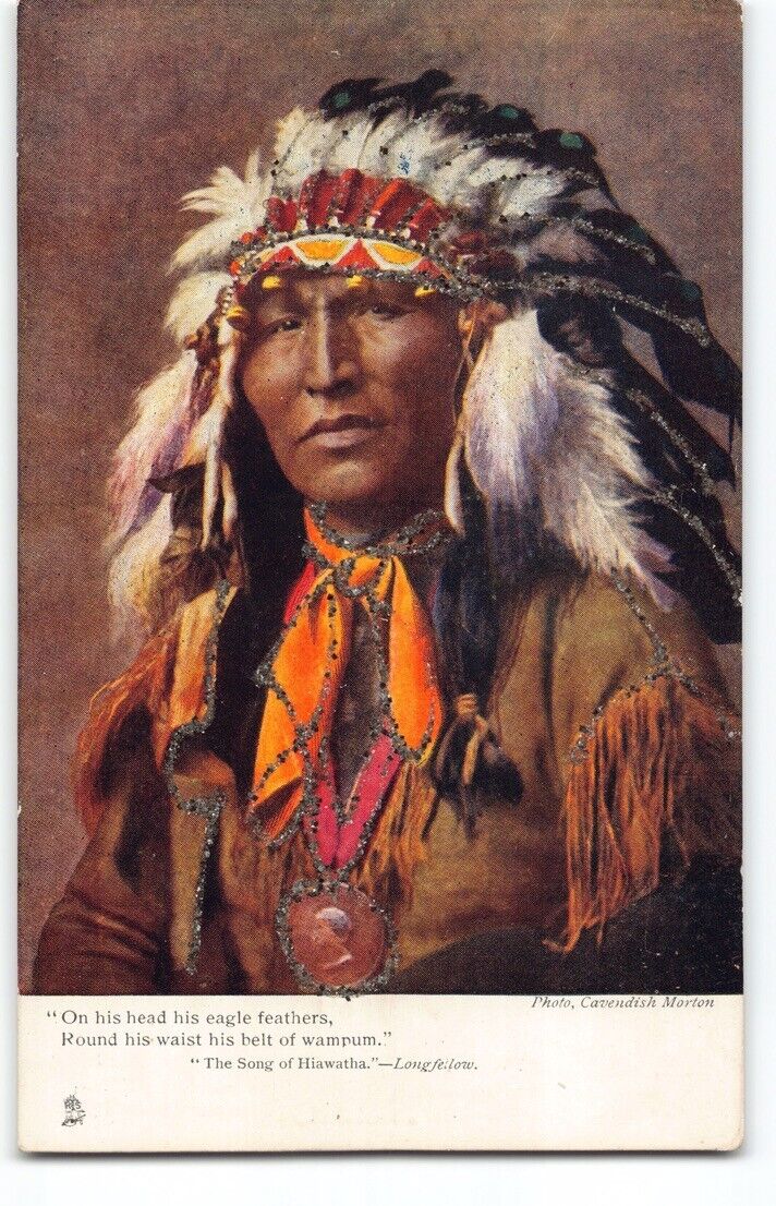 Native Am. Indian Chief Hiawatha~Artist Image Publ. Rafael Tuck & Sons London-L2