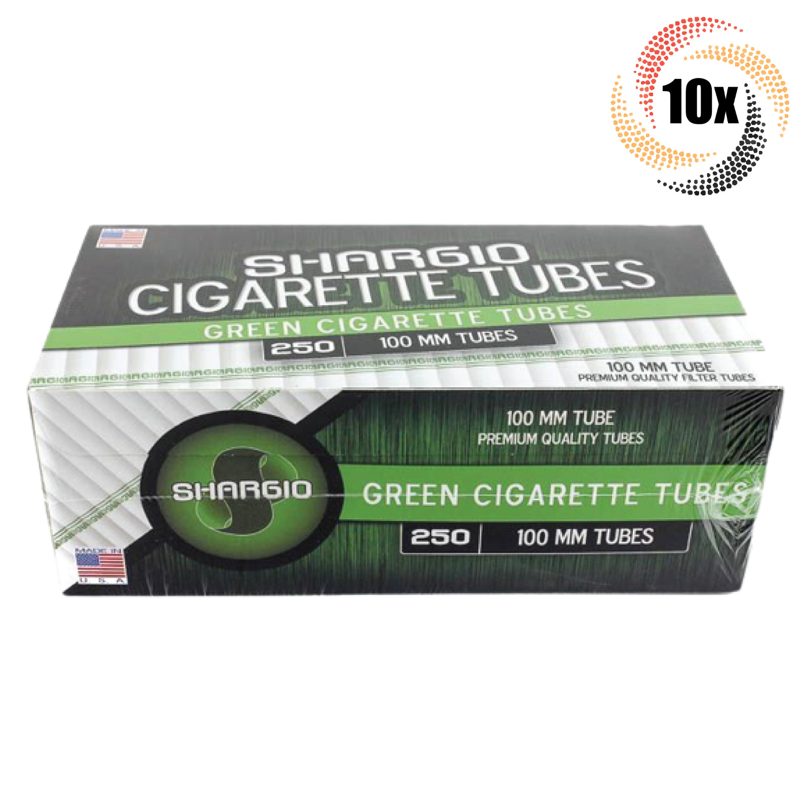 10x Boxes Shargio Green Menthol 100MM 100's ( 2,500 Tubes ) Cigarette Tube RYO