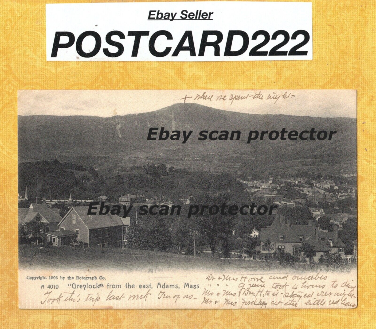 MA Adams 1906 vintage postcard Houses near Greylock fr the East Mass