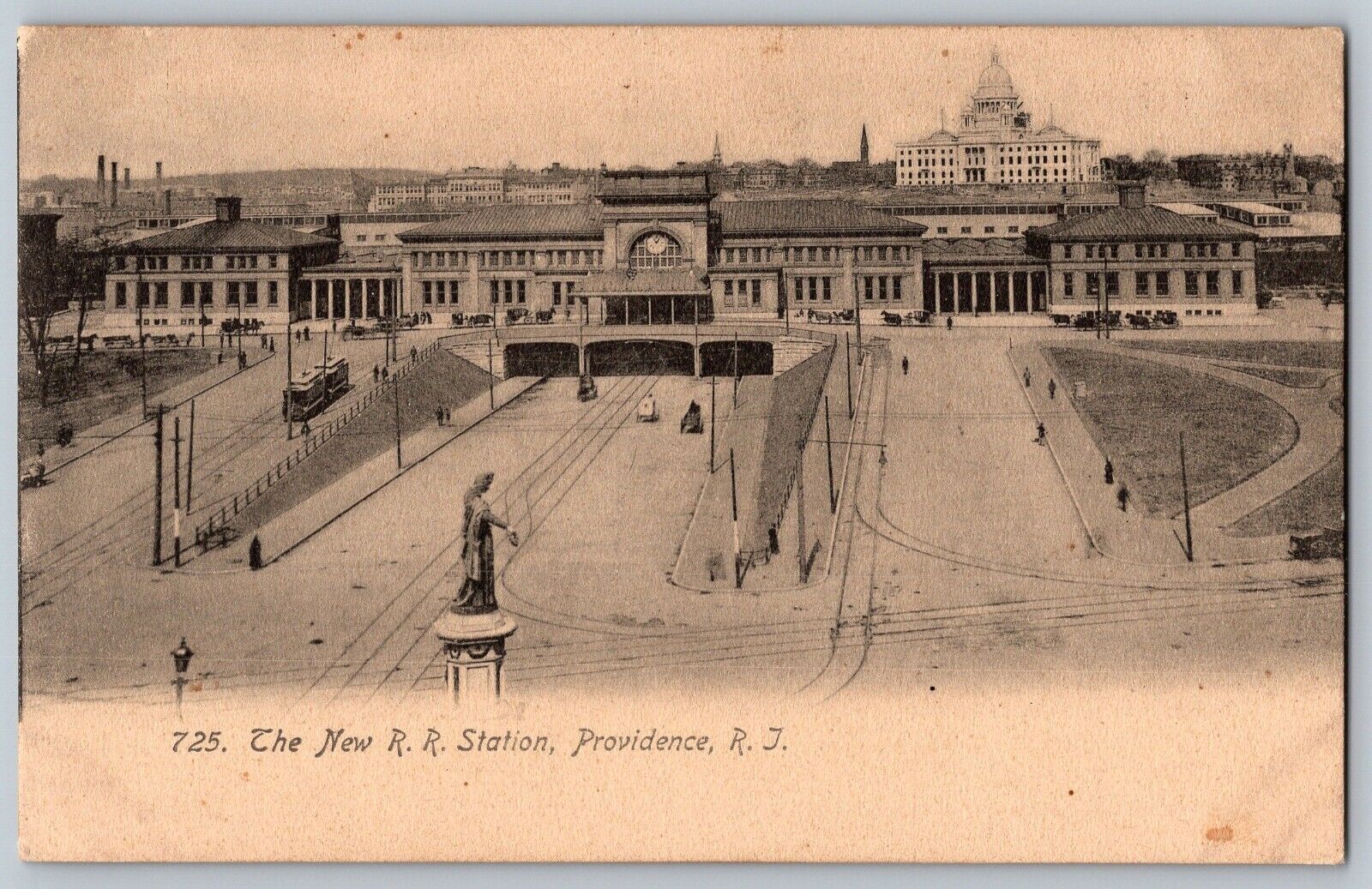 Providence, Rhode Island - General View of New R.R. Station - Vintage Postcards