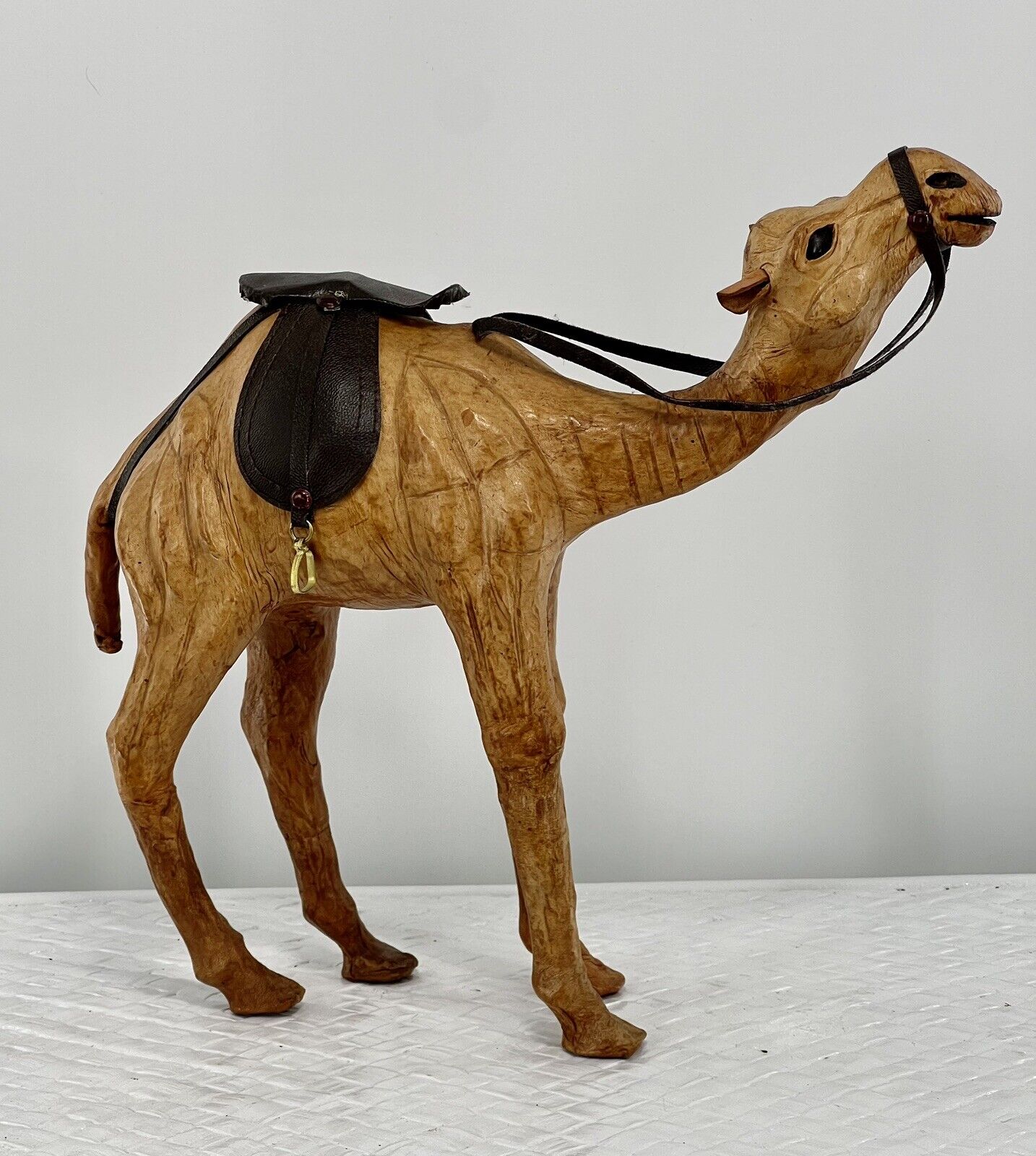 Vintage Leather Wrapped Dromedary Camel Figurine/12”T x 13 1/2” L/Hand Tooled