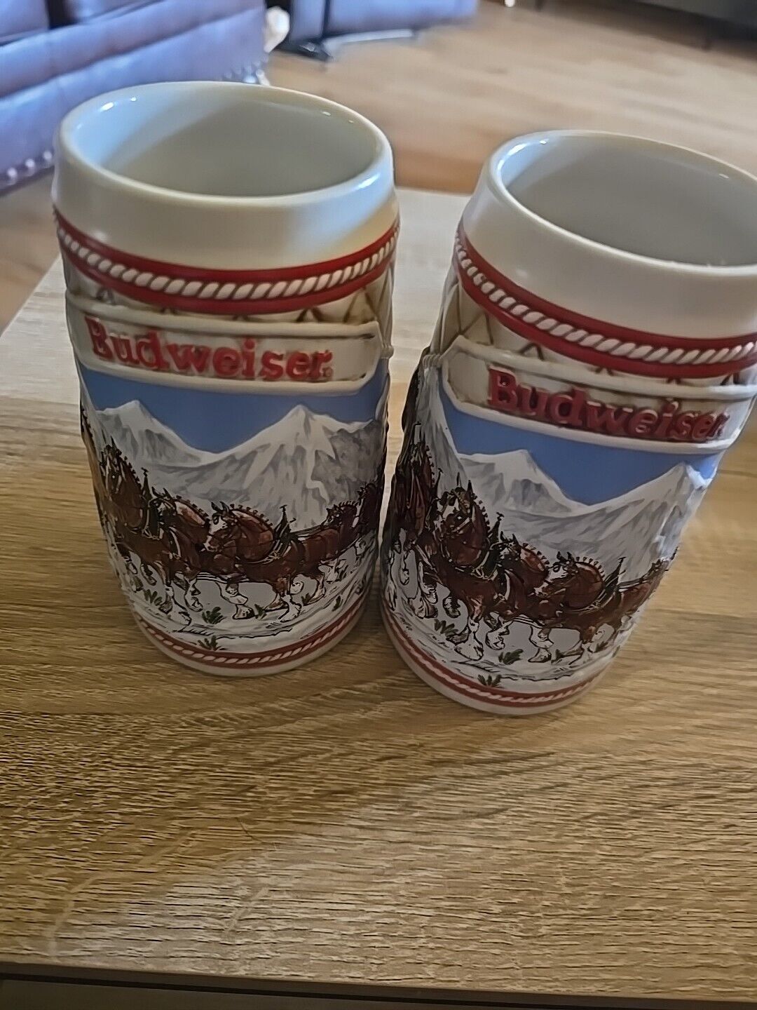 Lot Of 2 Budweiser Clydesdale Steins