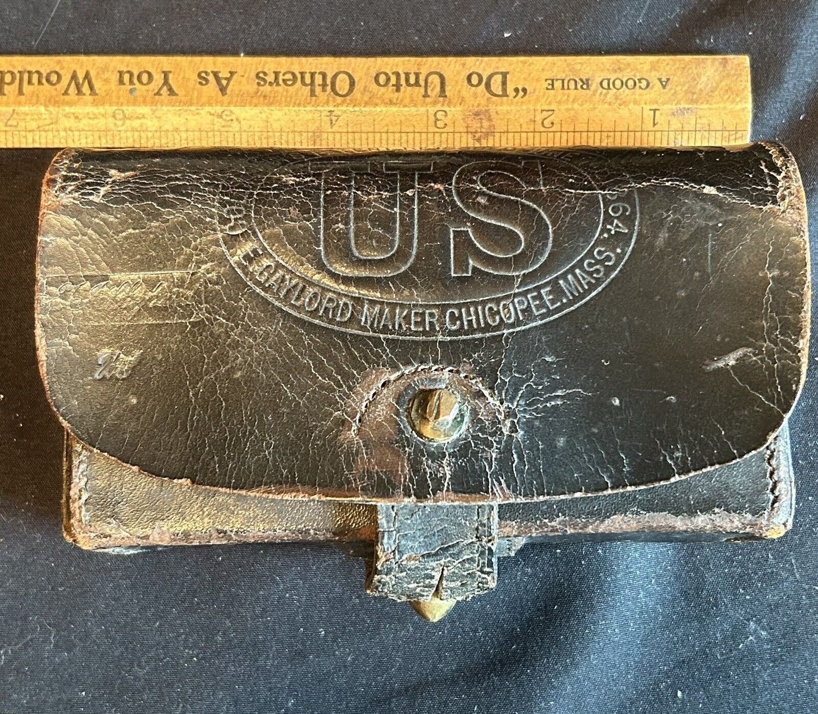 RARE Original Civil War 1864 Manns Calvary Cartridge Box w/ Original Tin Insert