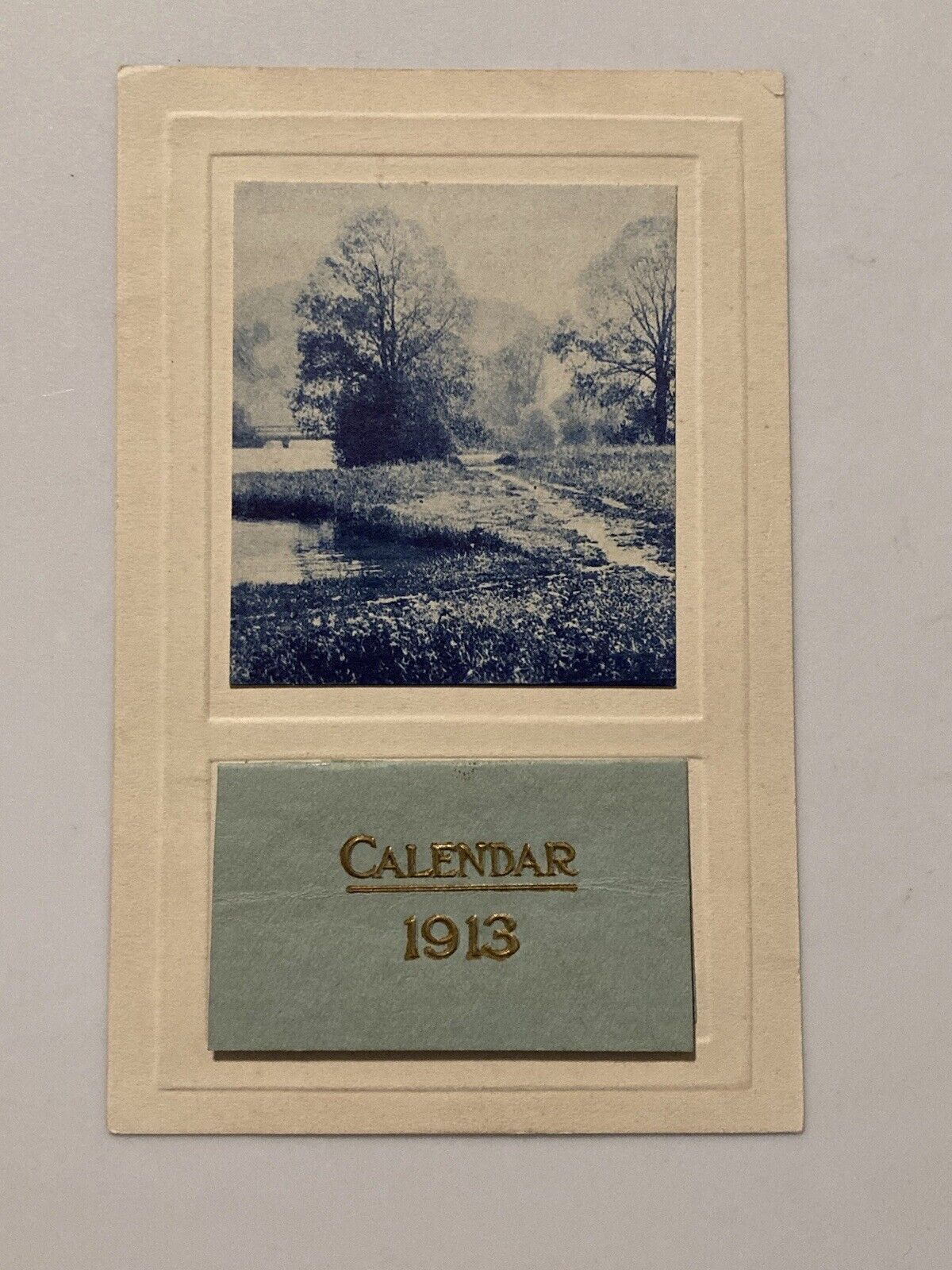 C. 1913 Calendar Vintage Postcard Beautiful Lakeside Landscape Photo Antique