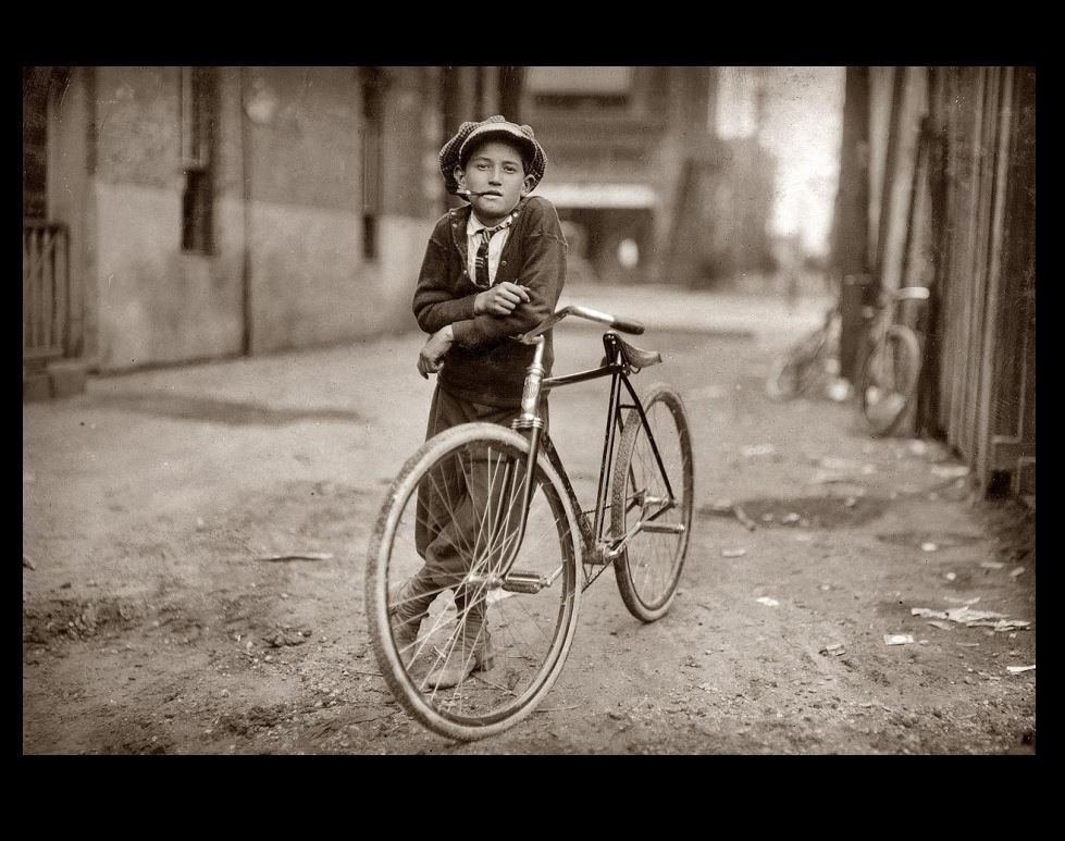 1913 Bicycle Messenger Boy PHOTO Bike Delivery Boy Western Union CHILD LABOR