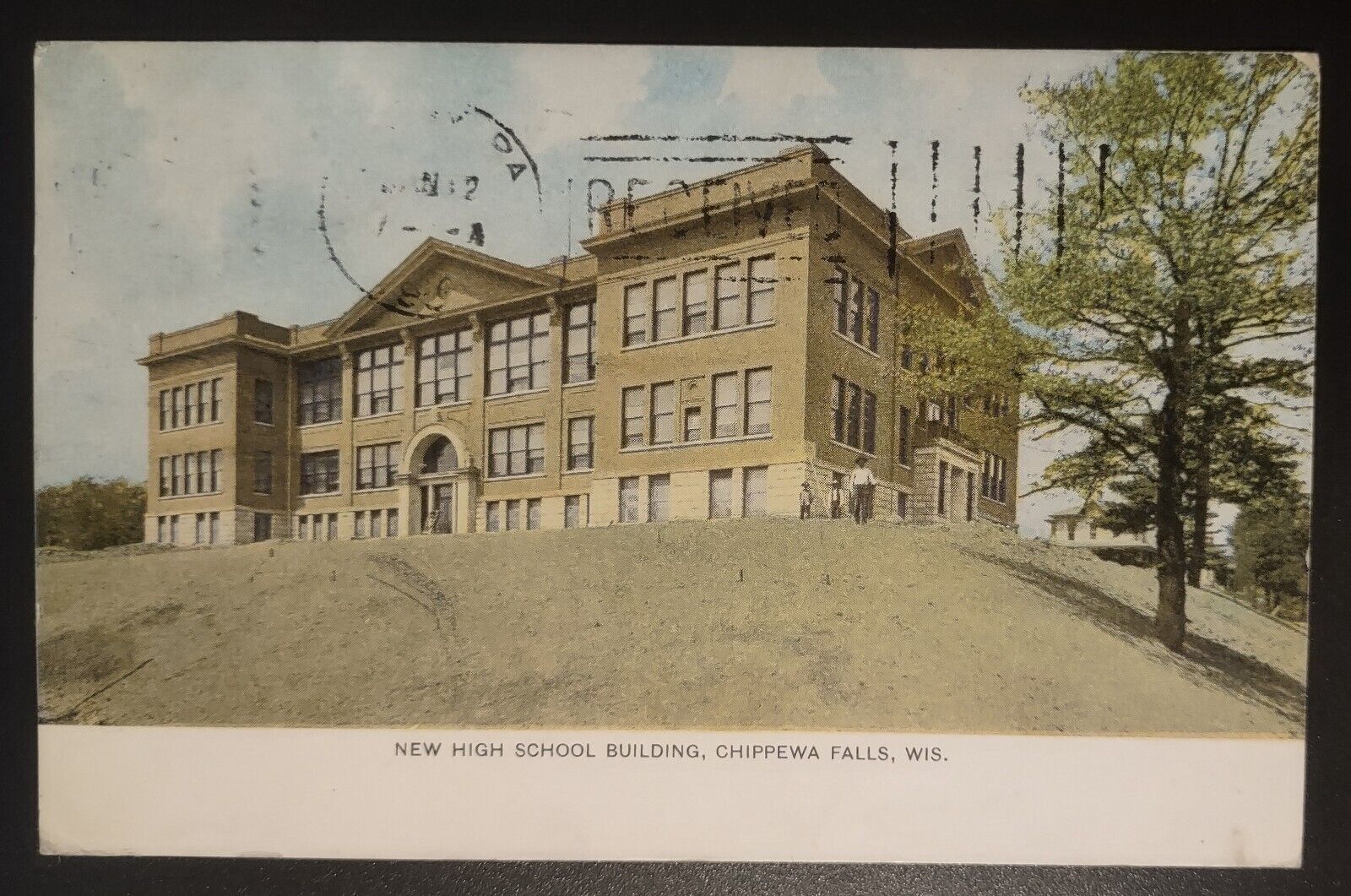 Postcard New High School Building 1908 Chippewa Falls Wisconsin 