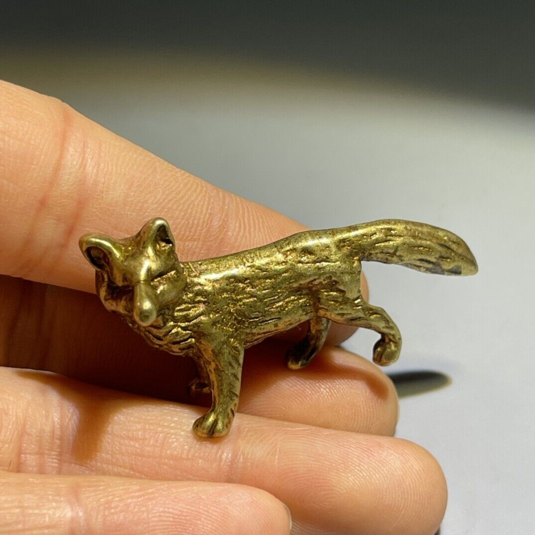 Pure Copper Fox Desktop Small Decorative Tea Pet Handle