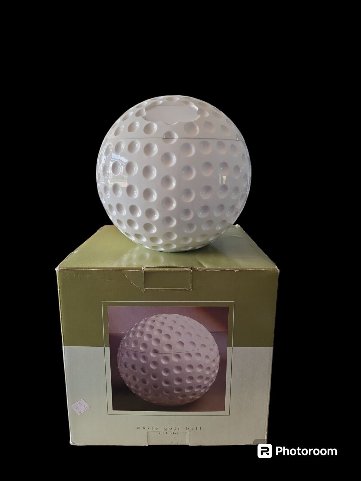 GRAINWARE White Acrylic Golf Ball Shaped Ice Bucket With Swivel Top 8.5